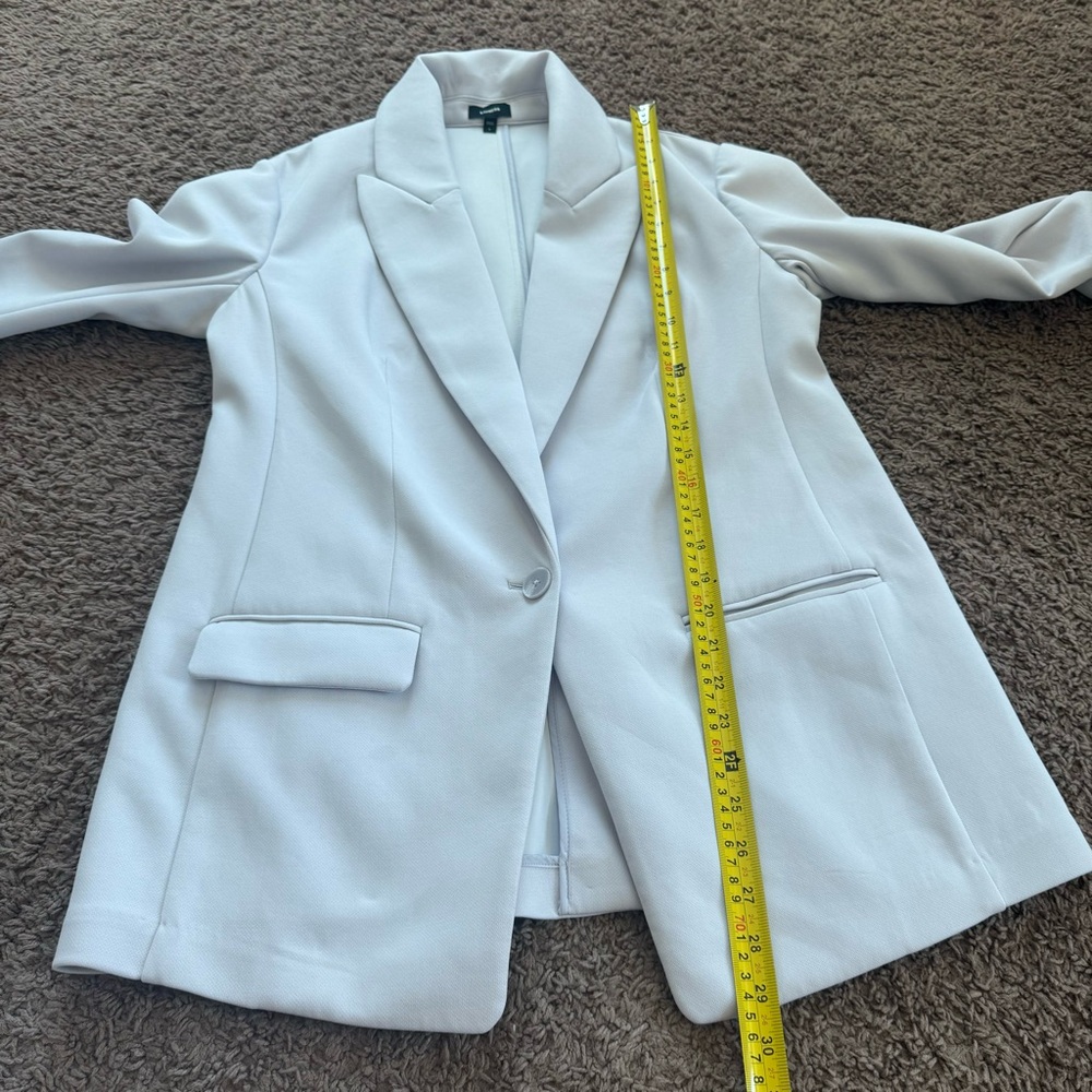 Express Lavender Scuba 3 Piece Pantsuit Oversized Blazer Trousers Skirt M 8 - Picture 7 of 16